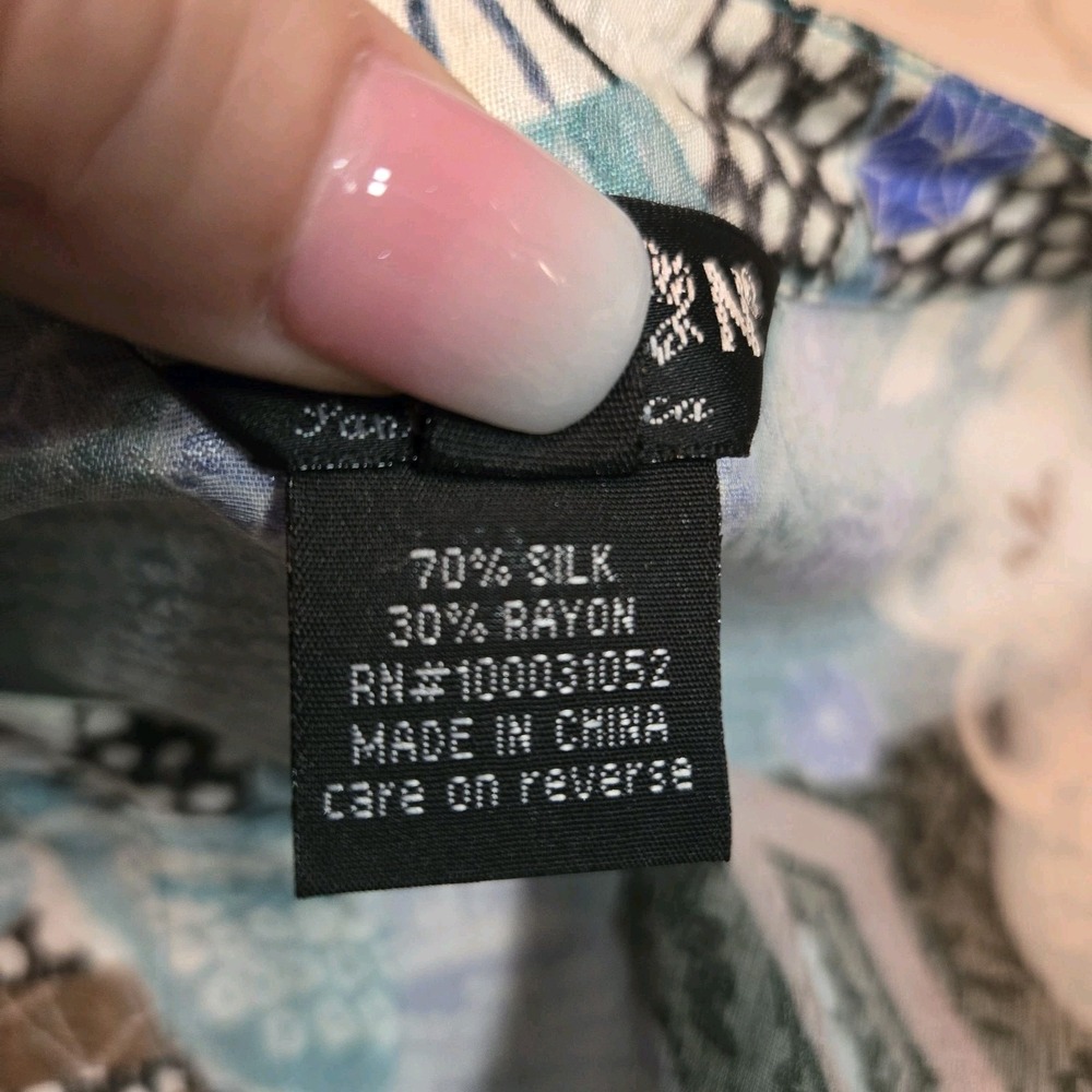 Citron Santa Monica Silk XL Chinoiserie Floral Phoenix Toile Band Collar Boho - Picture 8 of 8